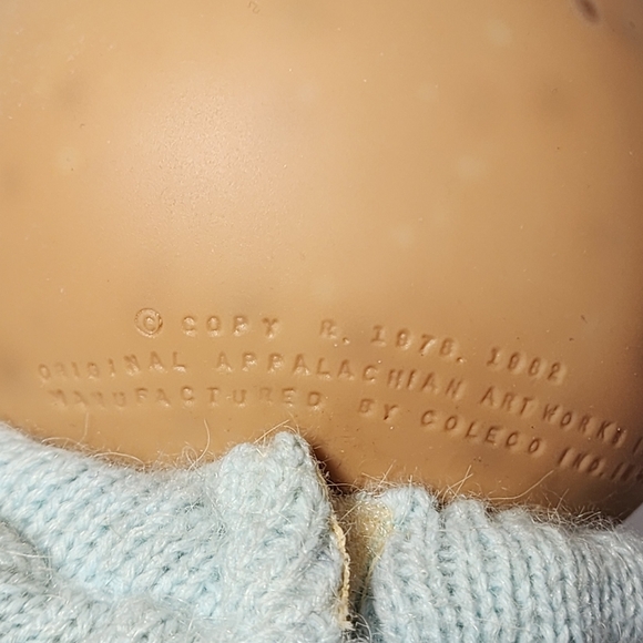 Vtg 1980's Cabbage Patch Kids Freckle Freckled Face Baby Doll Blue Sweater - Picture 8 of 11